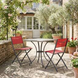VCM 2-piece garden chair Folding chair Sumila in Red - thumbnail 2