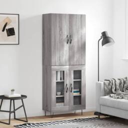 Berkfield Home Highboard Grey Sonoma 69.5x34x180 cm Engineered Wood - thumbnail 1