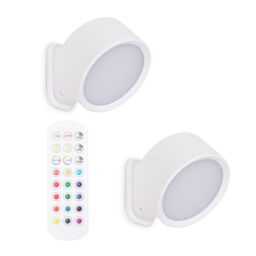 ValueLights Marshall Set of 2 Rechargeable Easy Fit 360 RGB Spotlight Light Fittings in White - thumbnail 2