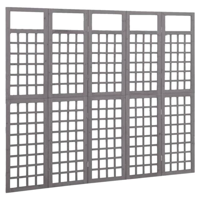 Berkfield Home Durable 5-Panel Room Divider/Trellis Solid Fir Wood Grey 201.5x180 cm - image 1