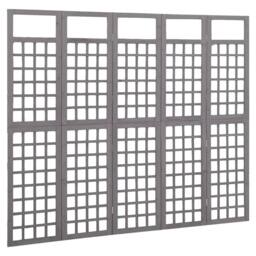 Berkfield Home Durable 5-Panel Room Divider/Trellis Solid Fir Wood Grey 201.5x180 cm