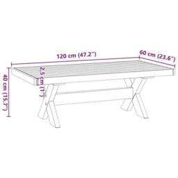 Berkfield Home Coffee Table NOAIN X-Shaped Legs 120x60x40 cm Solid Wood Pine in Brown - Size: 120 x 60 x 40 cm - thumbnail 9