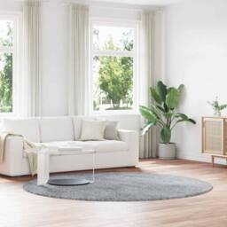 Berkfield Home Shaggy Rug High Pile NAVARRA Light Grey 240x240 cm Polyester - Size: Medium - thumbnail 2