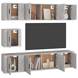 Berkfield Home 7 Piece TV Cabinet Set Grey Sonoma Engineered Wood - thumbnail 3