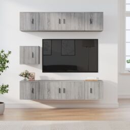 Berkfield Home 7 Piece TV Cabinet Set Grey Sonoma Engineered Wood - thumbnail 1