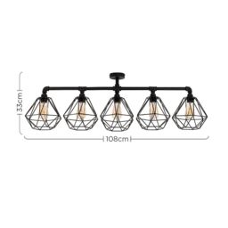 ValueLights Luiggi Black Ceiling Bar Light - thumbnail 6