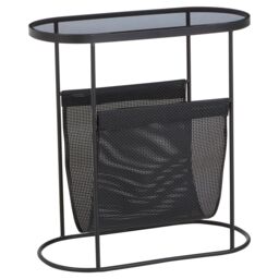 Orsina Stylish & Durable Side Table With Grey Glass Top, Versatile Black Bedside Table, Small Lounge Table - thumbnail 3