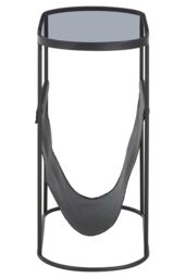 Orsina Stylish & Durable Side Table With Grey Glass Top, Versatile Black Bedside Table, Small Lounge Table - thumbnail 4