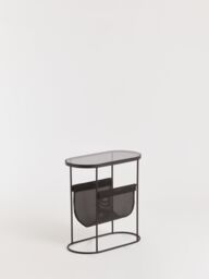 Orsina Stylish & Durable Side Table With Grey Glass Top, Versatile Black Bedside Table, Small Lounge Table - thumbnail 5