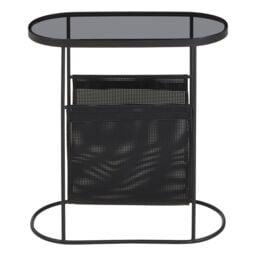 Orsina Stylish & Durable Side Table With Grey Glass Top, Versatile Black Bedside Table, Small Lounge Table - thumbnail 2