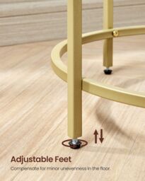 VASAGLE Round Tempered Glass Side Table Steel Frame Small Coffee End Table in Gold - thumbnail 7