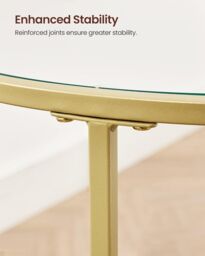 VASAGLE Round Tempered Glass Side Table Steel Frame Small Coffee End Table in Gold - thumbnail 6