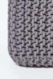 Homescapes Cube Cotton Knitted Pouffe Footstool in Dark Grey - thumbnail 4