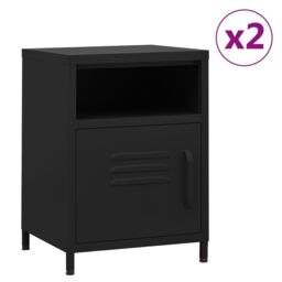 Berkfield Home Nightstands 2 pcs Black 35x35x51 cm Steel - Size: 35 x 35 x 51 cm - thumbnail 1