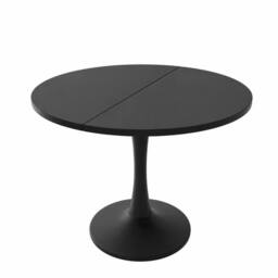 Merax Modern Extendable Round Dining Table 100-140cm Pedestal Kitchen Table in Black - thumbnail 7