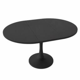 Merax Modern Extendable Round Dining Table 100-140cm Pedestal Kitchen Table in Black - thumbnail 6