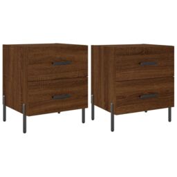 Berkfield Home Bedside Cabinets 2 pcs Brown Oak 40x35x47.5 cm Engineered Wood - thumbnail 2