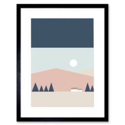"Wee Blue Coo Pastel Geometric Scotland Scottish Highland Sun Hills House Framed Art - Size: W12"" x H16""" - thumbnail 1