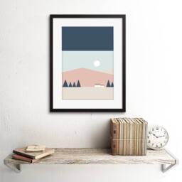 "Wee Blue Coo Pastel Geometric Scotland Scottish Highland Sun Hills House Framed Art - Size: W12"" x H16""" - thumbnail 2