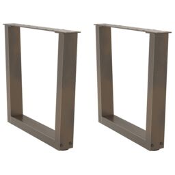 Berkfield Home Dining Table Legs V-Shape 2 pcs Natural Steel 50x(42-43.3) cm Steel in Brown - thumbnail 1