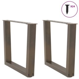 Berkfield Home Dining Table Legs V-Shape 2 pcs Natural Steel 50x(42-43.3) cm Steel in Brown - thumbnail 4