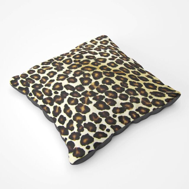 Warren Reed - Designer Leopard Hide Print Floor Cushion in Brown - Size: Large - image 1