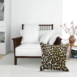 Warren Reed - Designer Leopard Hide Print Floor Cushion in Brown - Size: Large - thumbnail 3