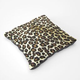 Warren Reed - Designer Leopard Hide Print Floor Cushion in Brown - Size: Large - thumbnail 2