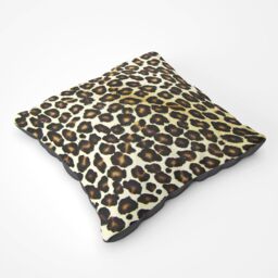 Warren Reed - Designer Leopard Hide Print Floor Cushion in Brown - Size: Large - thumbnail 1