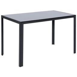 Living and Home 5-Piece Dining Table Set of Faux Leather Dining Chairs and Tempered Glass Table in Black - thumbnail 4