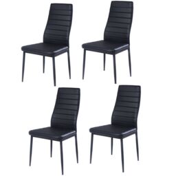 Living and Home 5-Piece Dining Table Set of Faux Leather Dining Chairs and Tempered Glass Table in Black - thumbnail 6