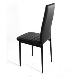 Living and Home 5-Piece Dining Table Set of Faux Leather Dining Chairs and Tempered Glass Table in Black - thumbnail 9