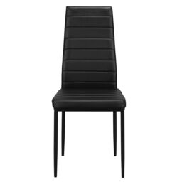 Living and Home 5-Piece Dining Table Set of Faux Leather Dining Chairs and Tempered Glass Table in Black - thumbnail 7
