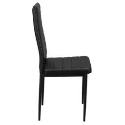 Living and Home 5-Piece Dining Table Set of Faux Leather Dining Chairs and Tempered Glass Table in Black - thumbnail 8