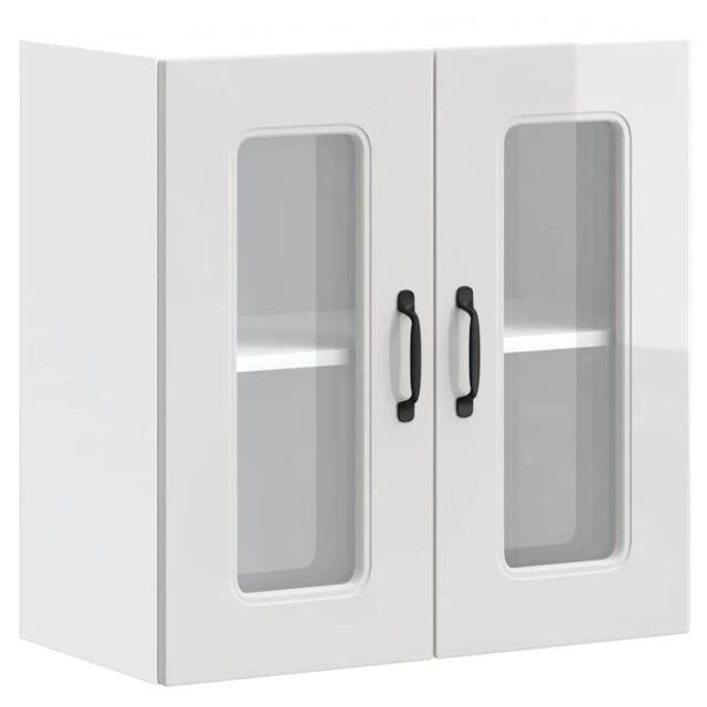 Berkfield Home Kitchen Wall Cabinet with Glass Door Kalmar High Gloss White Wood - image 1