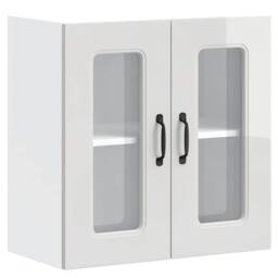 Berkfield Home Kitchen Wall Cabinet with Glass Door Kalmar High Gloss White Wood - thumbnail 1