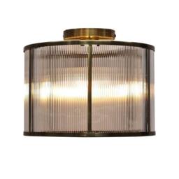 First Choice Lighting Bromley - Antique Brass With Ribbed Diffuser Flush Ceiling Light in Bronze - thumbnail 2