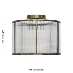 First Choice Lighting Bromley - Antique Brass With Ribbed Diffuser Flush Ceiling Light in Bronze - thumbnail 5