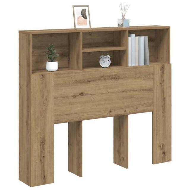 Berkfield Home Headboard Cabinet Artisian Oak 120x19x103.5 cm Engineered Wood in Brown - image 1