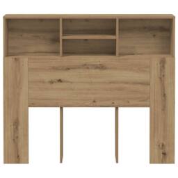 Berkfield Home Headboard Cabinet Artisian Oak 120x19x103.5 cm Engineered Wood in Brown - thumbnail 4