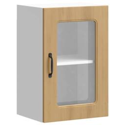Berkfield Home Kitchen Wall Cabinet with Glass Door Lucca High Gloss White Wood in Brown - thumbnail 1