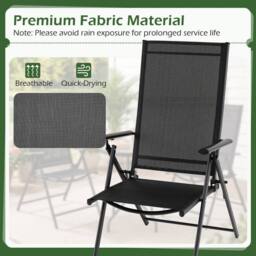 Costway 3PCS Patio Bistro Set Outdoor Folding Porch Chairs w/Coffee Table in Black - thumbnail 7