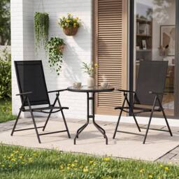 Costway 3PCS Patio Bistro Set Outdoor Folding Porch Chairs w/Coffee Table in Black - thumbnail 4