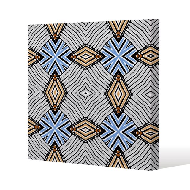Benjamin Tate Design Abstract geometric roughly hatched shapes colored with hand drawn brush stokes (Canvas Print) / 101 x 101 x 4cm - image 1