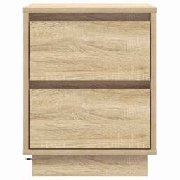 Berkfield Home Modern Bedside Cabinets with LED Lights 2 pcs Sonoma Oak 39x34.5x50 cm in Light Tan - thumbnail 8