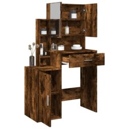 Berkfield Home Dressing Table with Cabinet Smoked Oak 80x35x132 cm in Brown - Size: 80 x 35 x 132 cm