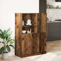 Berkfield Home 2 Piece Kitchen Cabinet Set Old Wood Engineered Wood in Brown - thumbnail 3