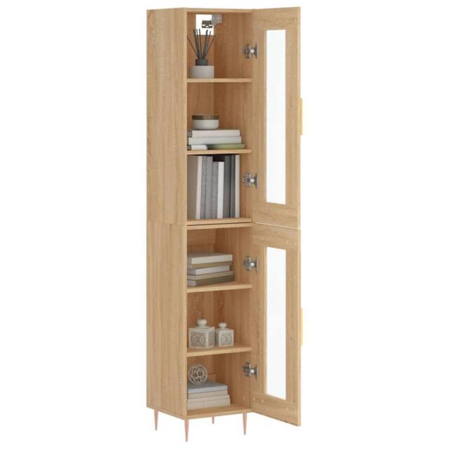 Berkfield Home Highboard Sonoma Oak 34.5x34x180 cm Engineered Wood in Light Tan - image 1
