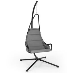 Costway Hanging Swing Chair with Heavy Duty Metal Stand Hammock with Extra Large Padded Seat in Grey - thumbnail 1