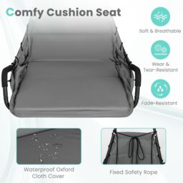 Costway Hanging Swing Chair with Heavy Duty Metal Stand Hammock with Extra Large Padded Seat in Grey - thumbnail 6